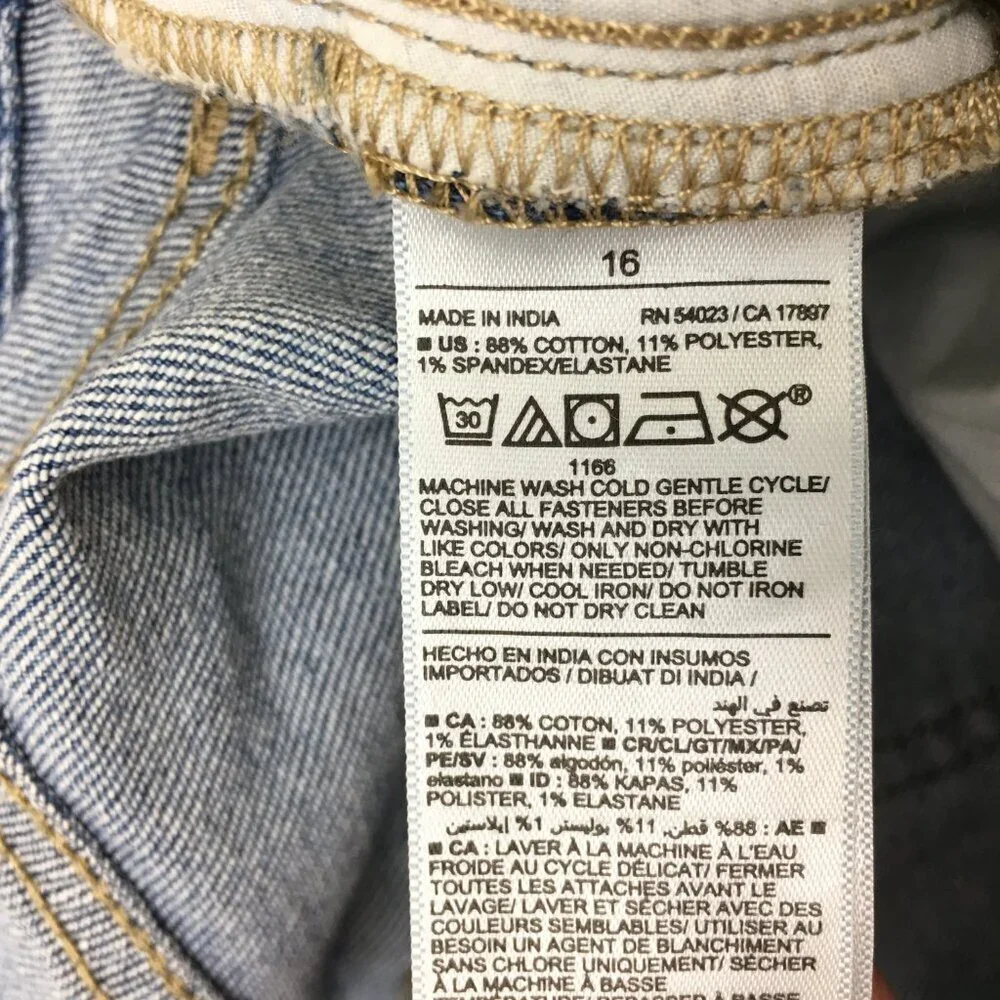 Old Navy Girl's Jeans Loose Straight Leg Distressed Stretch size 16 length 29